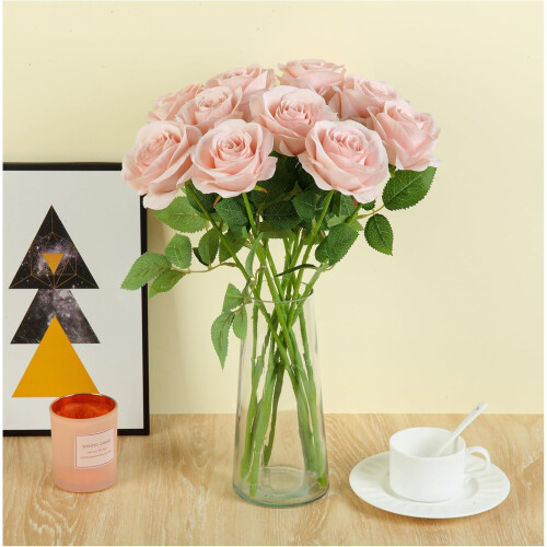 Black Artificial Roses Silk Bouquet with Long Stems 12PC