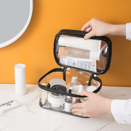 Pochette trasparente impermeabile per il trucco da donna (1 pezzo) 2