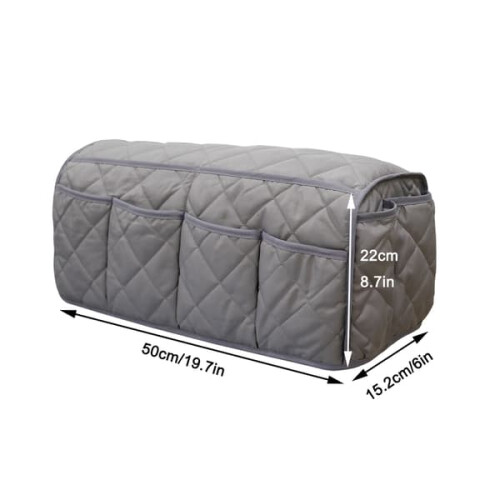 Non-slip sofa armrest protector with 8 pockets gray 1