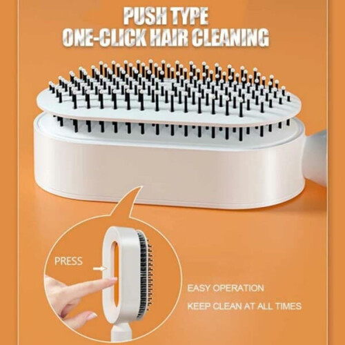 Self-Cleaning Hairbrush for Tangles and Knots White 1