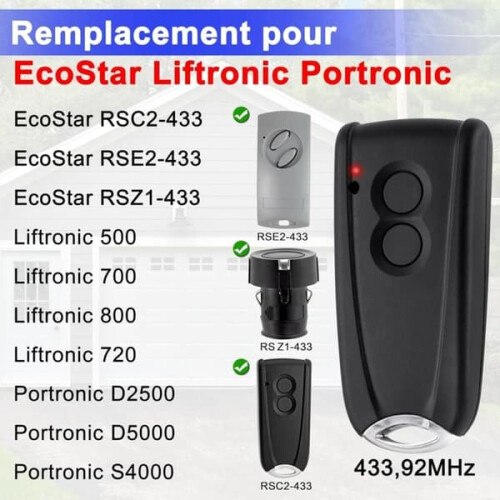 Garage Door Transmitter for ECOSTAR RSC2 433.92MHz 2-pack 2