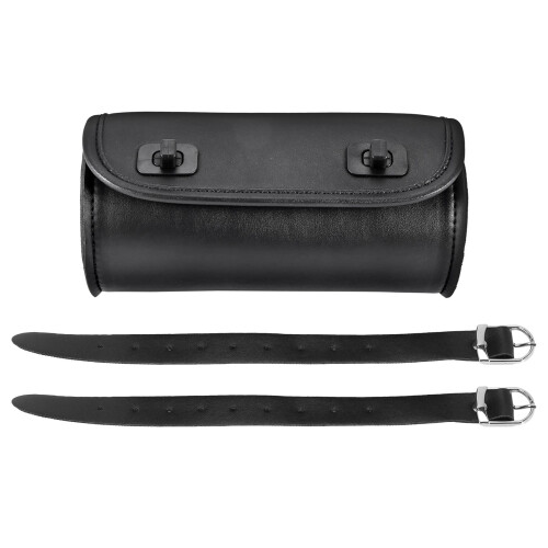 Motorcycle Fork Bag PU Leather Handlebar Pouch 2 Straps