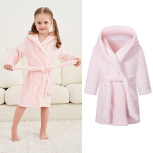Kids' Flannel Hooded Bathrobe with Belt