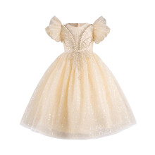 Girls sequin sheer formal dress beige size 7 years