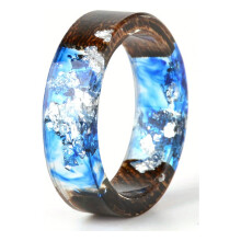 Handmade Wood Resin Ring for Women Anniversary Gift Size 11
