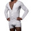 Men's Hooded Bodycon Jumpsuit with Drawstring White 1