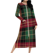 Women's Plaid Nightgown with Pockets Loose Fit Long Sleeve