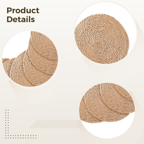 Round Woven Placemats Natural Grass 6 pcs 2