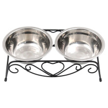Stainless Steel Dog Bowls with Iron Stand 1 Set