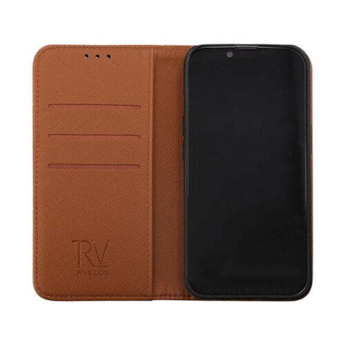 iPhone 14 wallet case with extra card slot brown 2