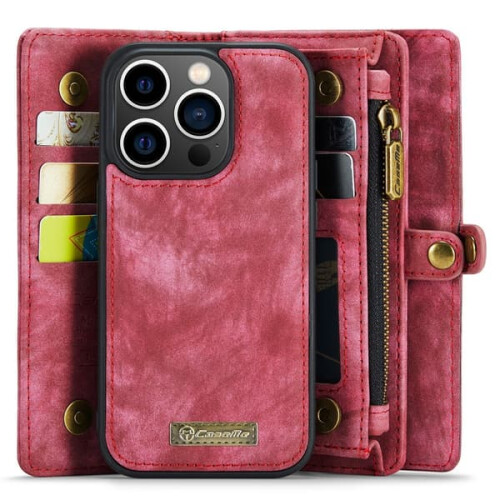 CaseMe wallet case for iPhone 15 Pro Max red 2-in-1 1