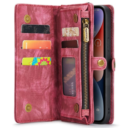 CaseMe wallet case for iPhone 15 Pro Max red 2-in-1 2