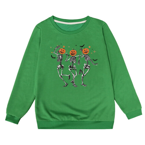 Halloween skeleton pumpkin sweatshirt green 3-4 years