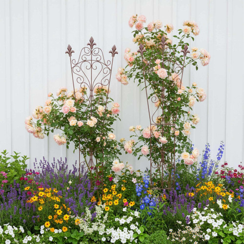 Gartenspalier, Vintage-Metall mit Fleur-De-Lis-Endstücken