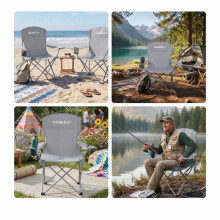 Opvouwbare campingstoelen, set van 2, draagtas, bekerhouder