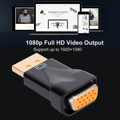 Adaptér DP na VGA (samec) na samice (samice) 1080P 1