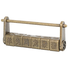 Zabytkowa kłódka ze stopu cynku z chińskim znakiem zodiaku i szyfrem