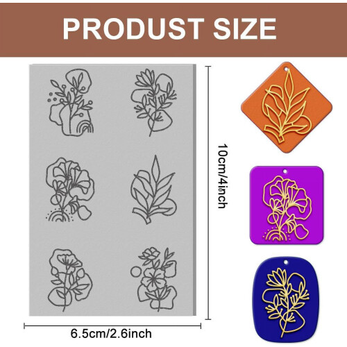 Polymer Clay Texture Sheet Bohemian Flowers 4x2.6 in 1