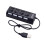 Concentrador USB negro, divisor de 4 puertos USB 2.0 1