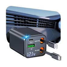 USB-C Car Charger 120W Retractable 4-in-1 PD QC