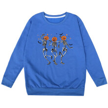 Halloween skeleton pumpkin sweatshirt blue 1-2 years