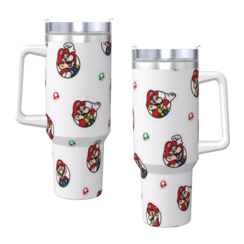 Ποτήρι Mario από ανοξείδωτο ατσάλι 40oz με λαβή και καλαμάκι 2