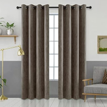 Cotton Blackout Curtains Brown 52x84 Inch Grommet Top