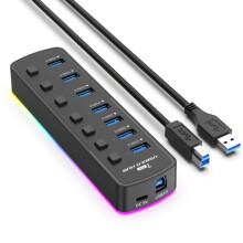 Adaptador USB con 7 puertos para extensión de portátil