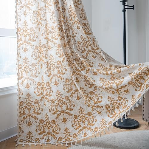 Boho Curtains Cotton-Linen Rod Pocket 59"x84" Brown