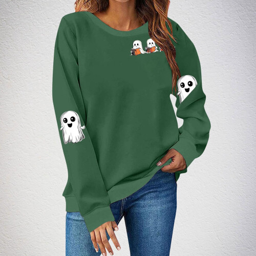 Women's ghost print Halloween sweatshirt crewneck 1