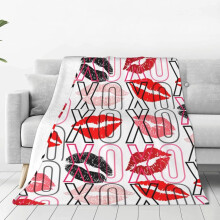 Microfiber Flannel Blanket 60x50 Inches Red Pink Black Lips