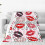 Microfiber Flannel Blanket 60x50 Inches Red Pink Black Lips 1