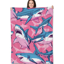 Pink Shark Fleece Throw Blanket 40x50 in