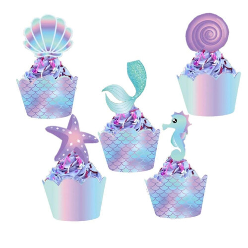Διακοσμητικά για cupcakes γοργόνας 20 τεμάχια