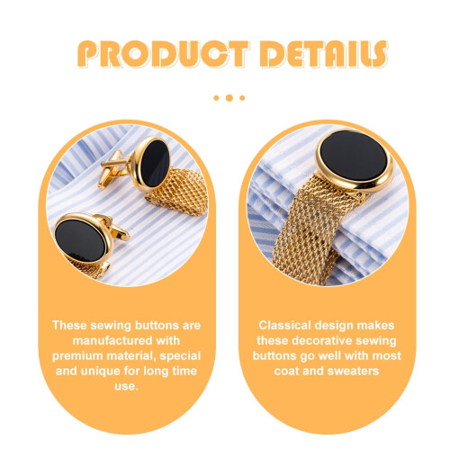Golden Buttons for Needlework Cufflinks 2 Pcs 1