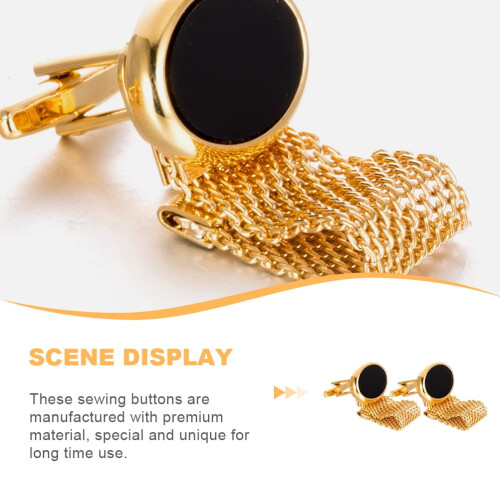 Golden Buttons for Needlework Cufflinks 2 Pcs 2