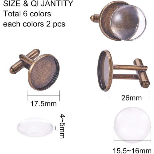 Cufflink Blanks 16mm with Dome Glass Covers 24pcs 1