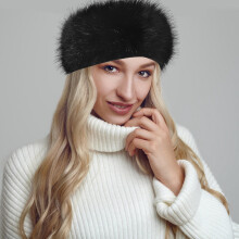 Bandeau cache-oreilles en peluche pour femme, noir, 1 pièce