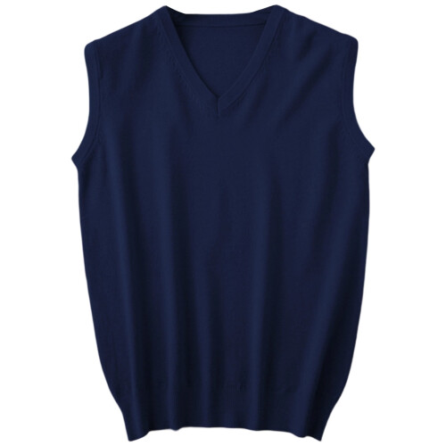 Men's V-neck sweater vest relaxed fit solid color
