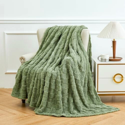 Flannel Throw Blanket Sage Green 50x60 inches