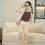 Sommerleggingsshorts til jenter beige 8-9 år 4