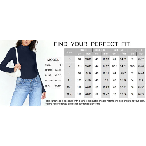 Women's winter thermal top mock turtleneck fleece-lined 2