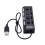 Concentrador USB negro, divisor de 4 puertos USB 2.0 3