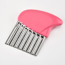 Vegetable Cutter Stainless Steel Wave Potato Cutter Pink