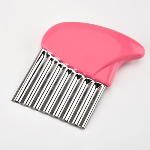 Vegetable Cutter Stainless Steel Wave Potato Cutter Pink