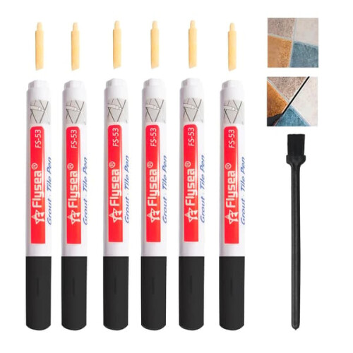 Tile Grout Pen White Waterproof Mold-Resistant 6-Pack