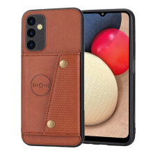 PC leather flip wallet case for A24 5G, light brown