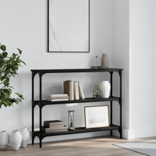 vidaXL console table black engineered wood 100x22.5x75 cm
