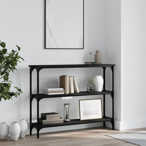 vidaXL console table black engineered wood 100x22.5x75 cm