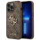 iPhone 14 Pro case brown with large metal logo 1